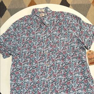 Faherty Brand New Tags Blue Floral Button Down Shirt XXL